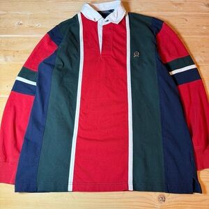 Tommy Hilfiger rugby polo
Red, green & navy colorblock
Size M